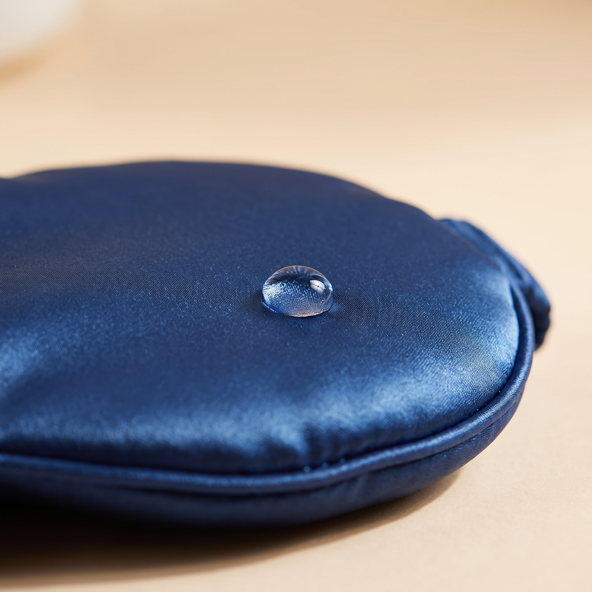 Goutte de sérum qui perle sur la soie de mûrier du masque Calmina