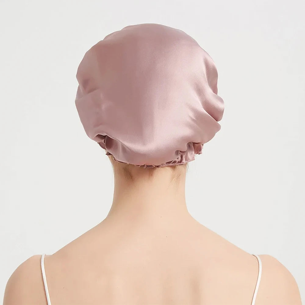 100% Pure Mulberry Silk Night Sleeping Cap Bonnet Hats for Women Hair Wrap Adjustable with Elastics Band Headwrap 16 Momme